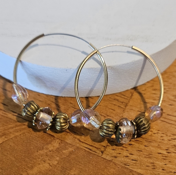 NWT'S - COWGIRL CONFETTI -  Pink Prairie Gold Plated Hoop Earrings - Picture 7 of 7